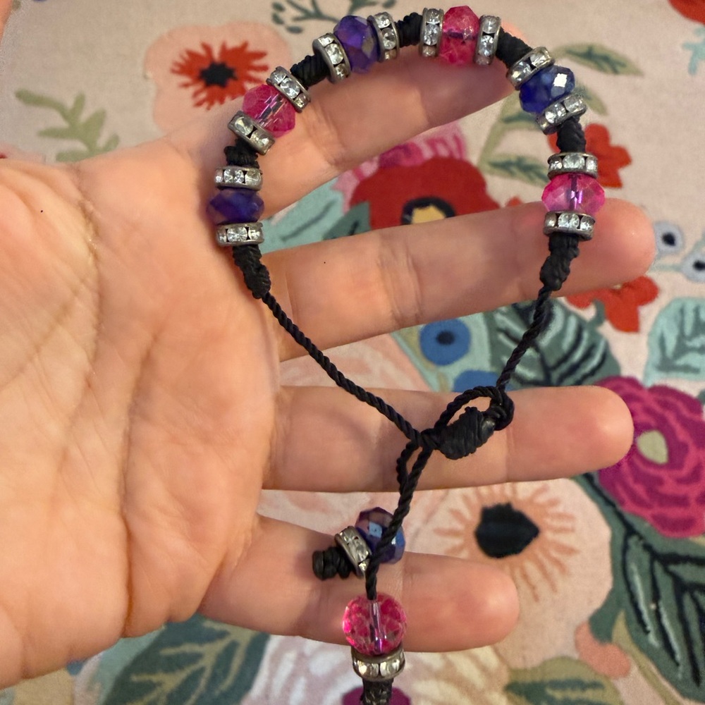 Elegant Beaded Bracelet with Pink and Purple Accents